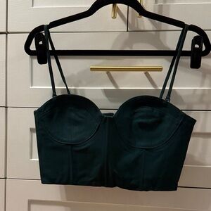 Everlane Dark Green Cotton Bustier Top